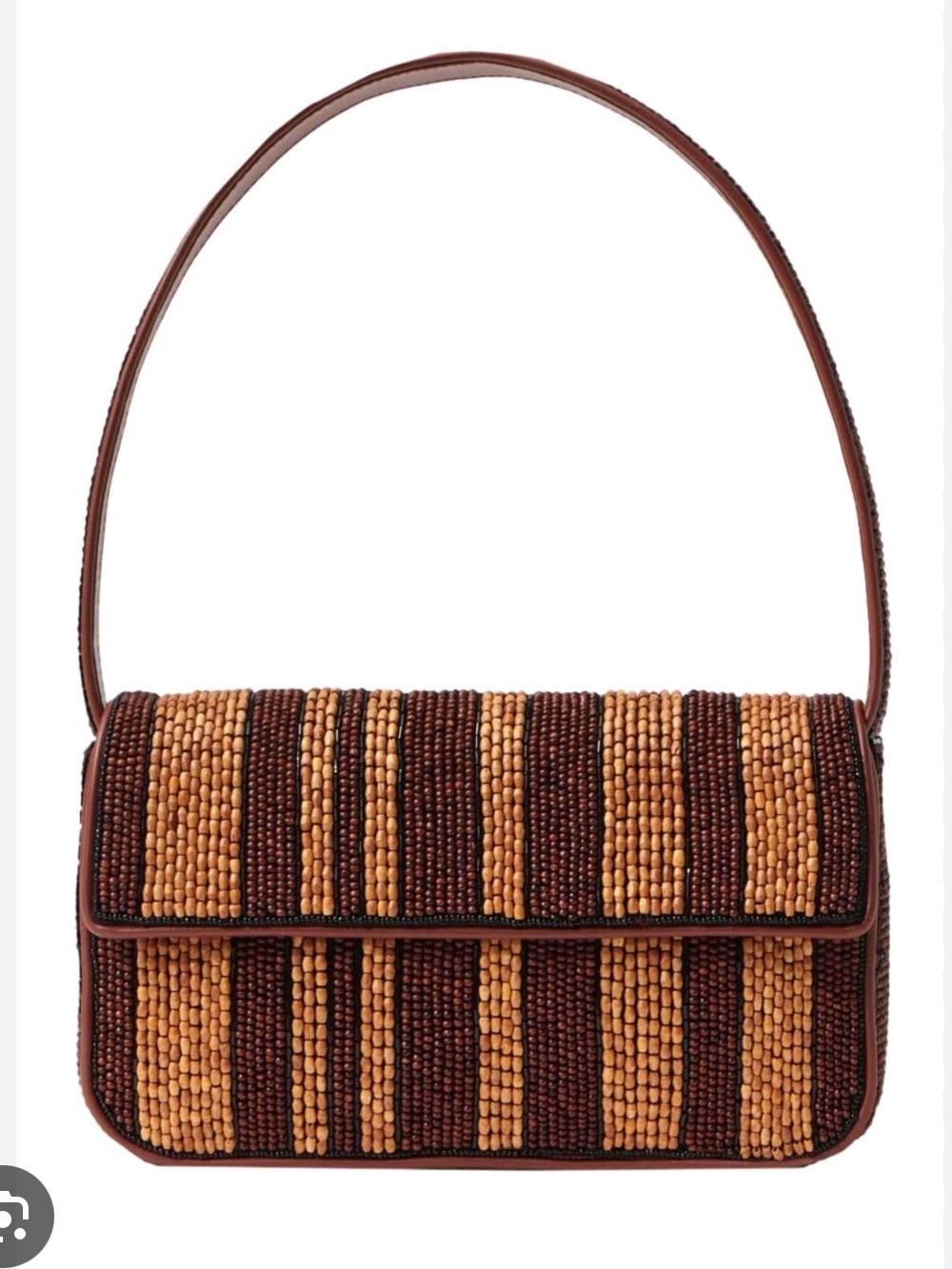 STAUD Tommy Beaded Bag, Wood Bead Stripe